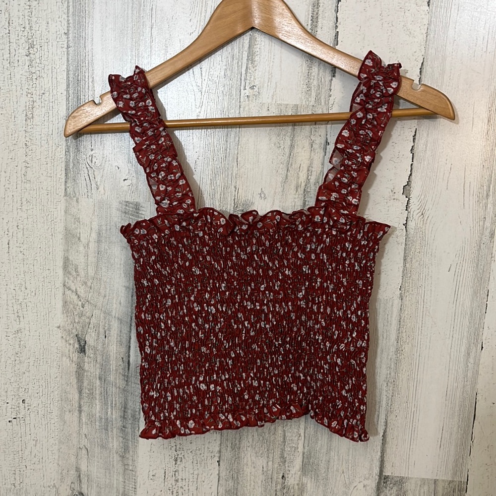 #I8 small scrunch floral tank top size S SHEIN